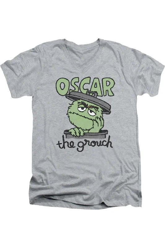 Men's Shirts with TiesSesame Street Canned Grouch Short Sleeve Adult V Neck Premium Cotton Tee / T-Shirt Men's Shirts with TiesSesame Street Canned Grouch Short Sleeve Adult V Neck Premium Cotton Tee / T-Shirt