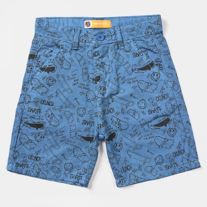 Men's Patterned Pants with Camouflage PrintsBoys Cotton Short Skate-Teal blue
