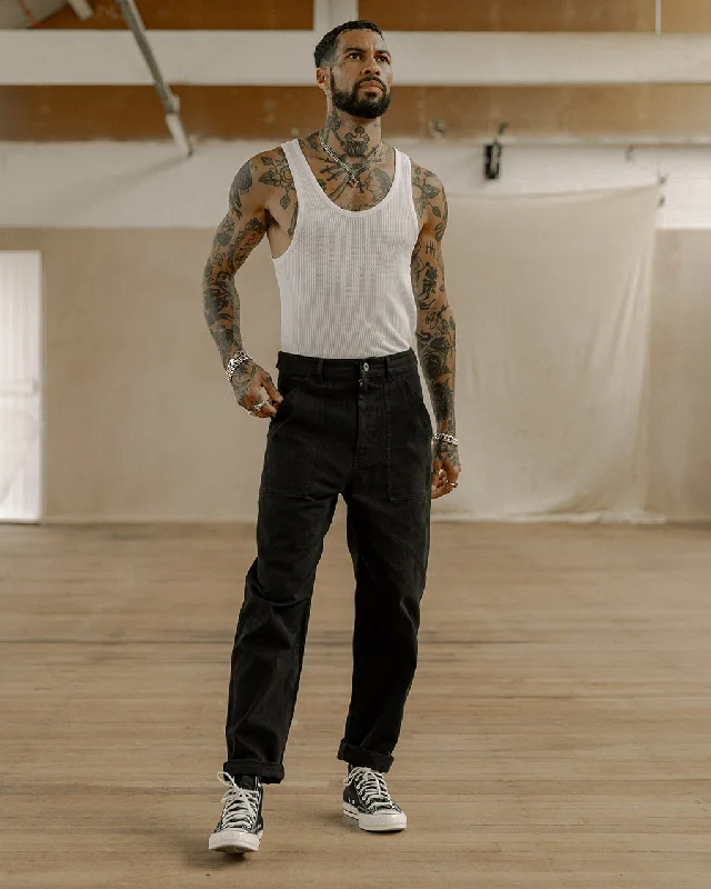 Men's Pants with Embroidered Designs304 Service Fatigue Pants - Black