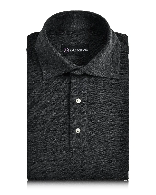 Men's Shirts with Graphic PrintsHeather Charcoal Grey Polo T-Shirt