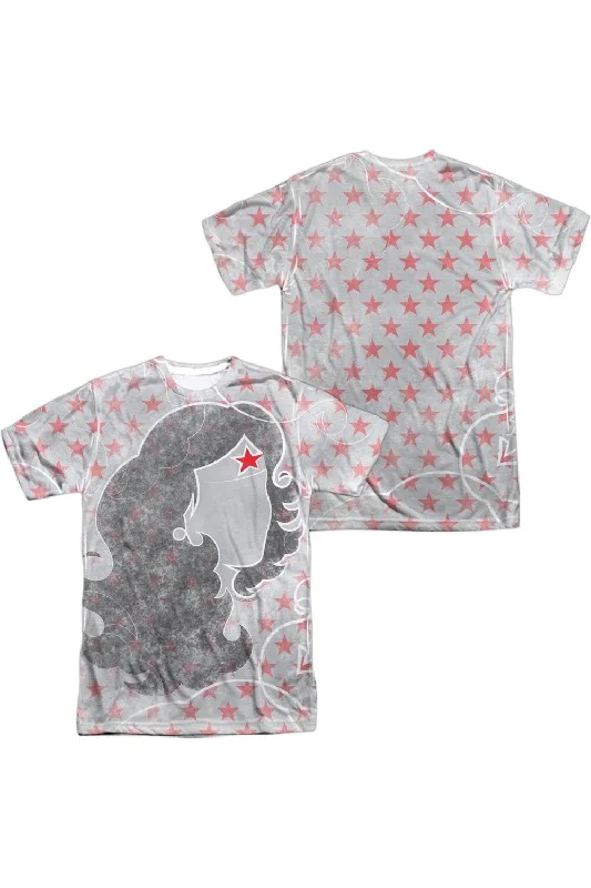 Men's Shirts with Short PlacketsDC Comics Wonder Woman Inline (Front/Back Print) Short Sleeve Adult Poly Crew Tee / T-Shirt Men's Shirts with Short PlacketsDC Comics Wonder Woman Inline (Front/Back Print) Short Sleeve Adult Poly Crew Tee / T-Shirt