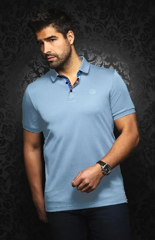 Men's Shirts with Hook-and-Loop ClosuresAU NOIR | Polo | Eagle Light Blue