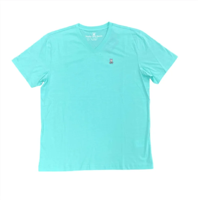 Men's Shirts with Hidden ButtonsMen's Classic V Neck Tee In Pool