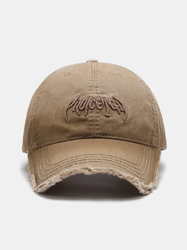 Beach Sun HatsSlogan Embroidery Washed Baseball Cap