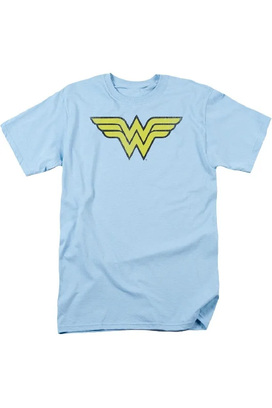 Men's Shirts with Patchwork PatternsDC Comics Wonder Woman Ww Logo Distressed Short Sleeve Adult Tee / T-Shirt Men's Shirts with Patchwork PatternsDC Comics Wonder Woman Ww Logo Distressed Short Sleeve Adult Tee / T-Shirt