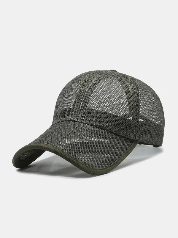 Vibrant Straw HatsSolid Color Hollow Mesh Baseball Cap