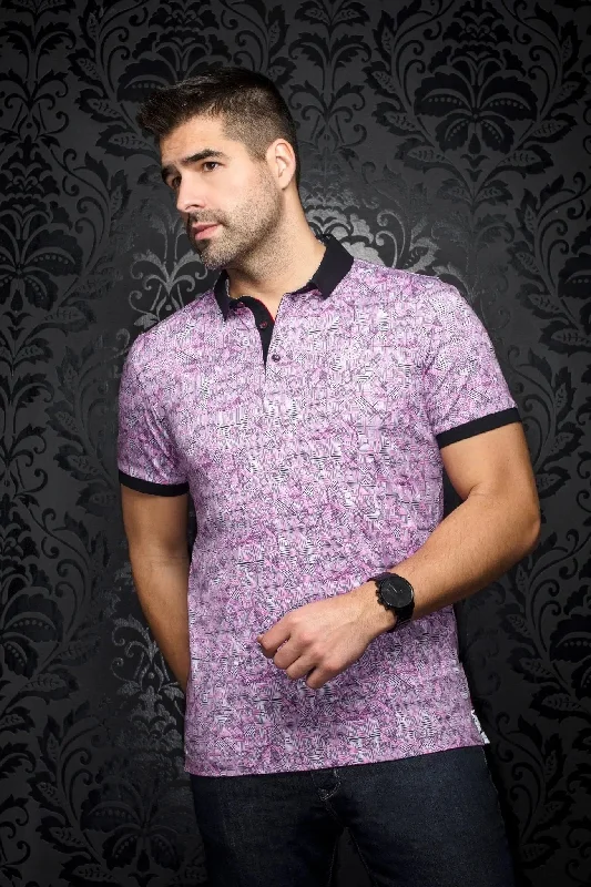 Men's Shirts with Mock NecksAU NOIR | Polo | Crivelli Pink