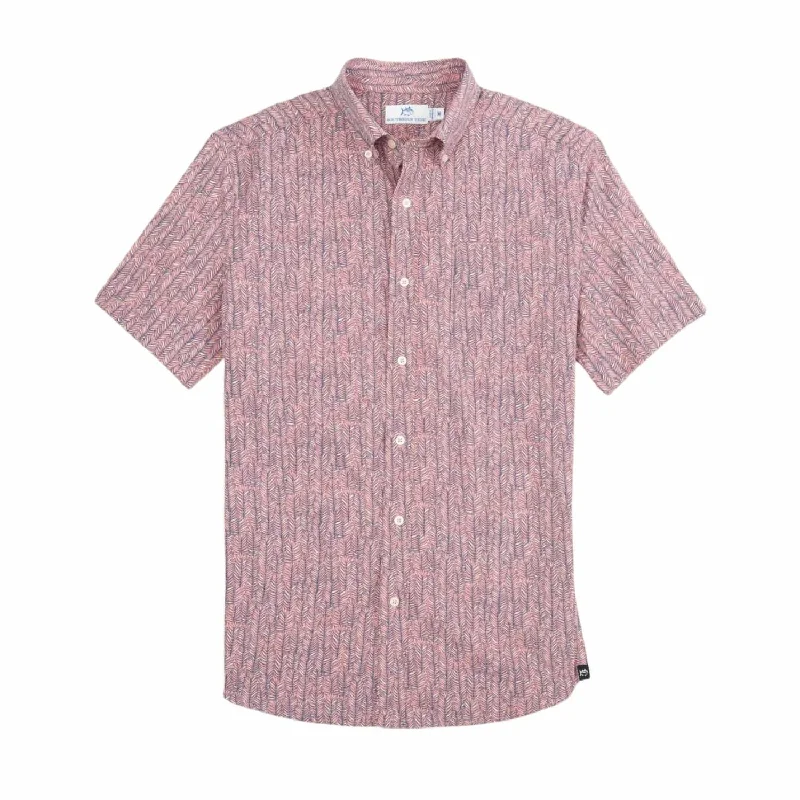 Men's Casual Shirts for Everyday WearLegally Frond Intercoastal Short Sleeve Sportshirt In Flamingo Pink