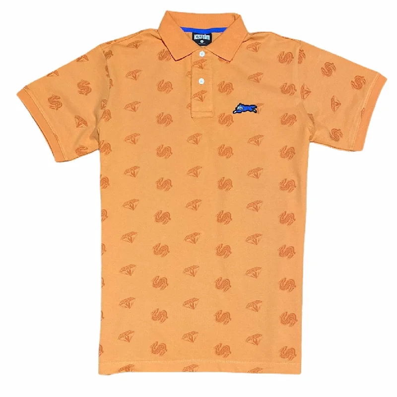 Men's Shirts with Hook-and-Loop ClosuresIce Cream Cash Rules Polo (Copper Tan)