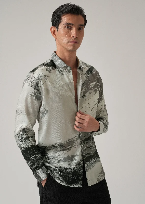 Men's Dressy Casual Shirts for Smart-Casual EventsWatercolor Wash Print Shirt