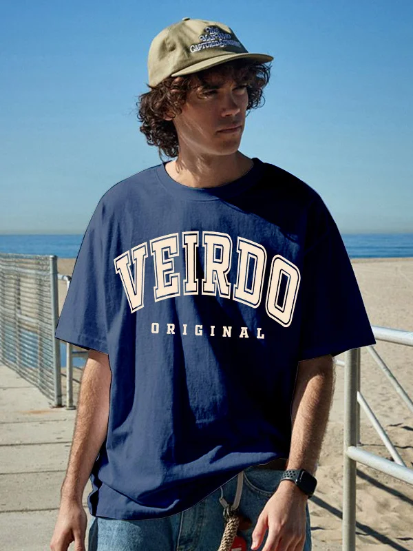 Men's Shirts with Barrel CuffsVeirdo Original Navy Oversized Typography Brand Printed Tshirt Men's Shirts with Barrel CuffsVeirdo Original Navy Oversized Typography Brand Printed Tshirt