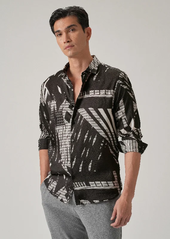 Men's Essential Dress Shirts for Everyday WearAbstract Line Print Shirt