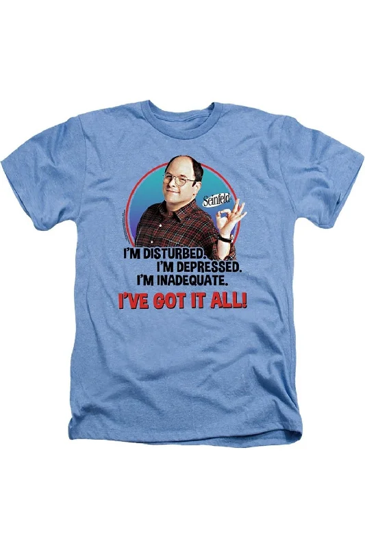 Men's Shirts with Adjustable CuffsSeinfeld George All Adult Heather Tee / T-Shirt