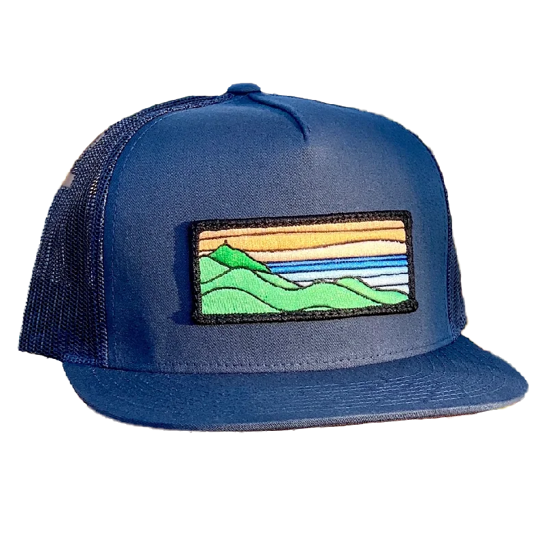 Funky Snapback HatsFlat Brim Trucker with Ridgecrest Patch