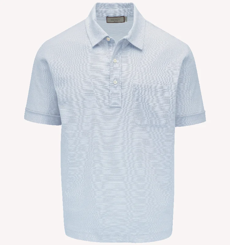 Breathable Men's Mesh TopsCanali Melangé Stripe Polo in Light Blue