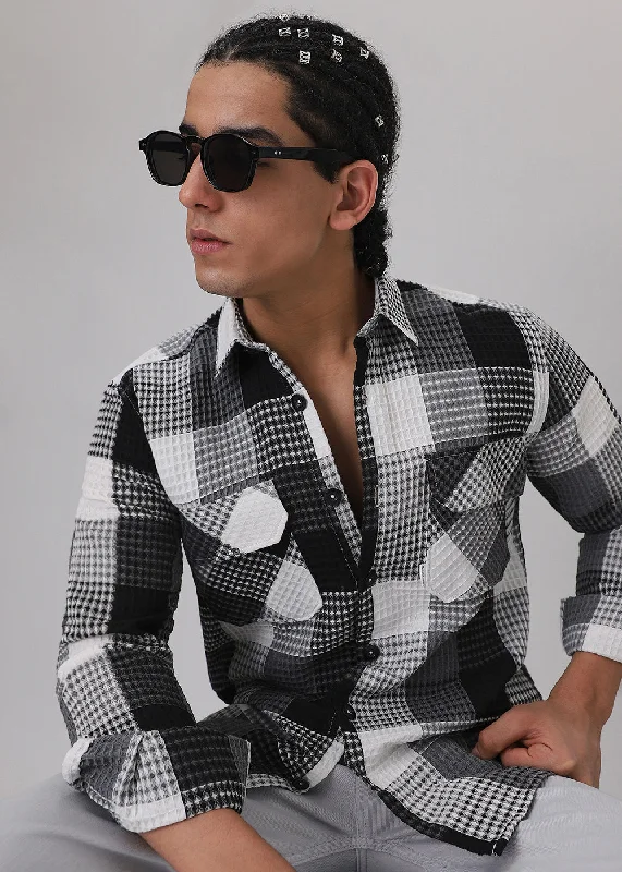 Men's Tennis Shirts for Court ComfortGrey Waffle Plaid Check Shirt