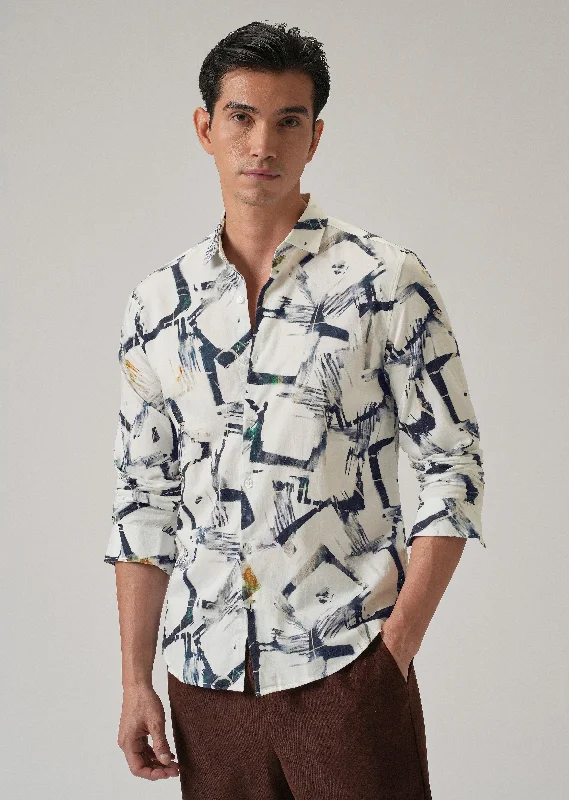 Men's Graphic Print T-Shirts for a Statement LookWhite Abstract Print Shirt