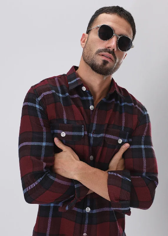 Men's Sleeveless Shirts for Summer ComfortTrue Red Brushed Cotton Check Shirt