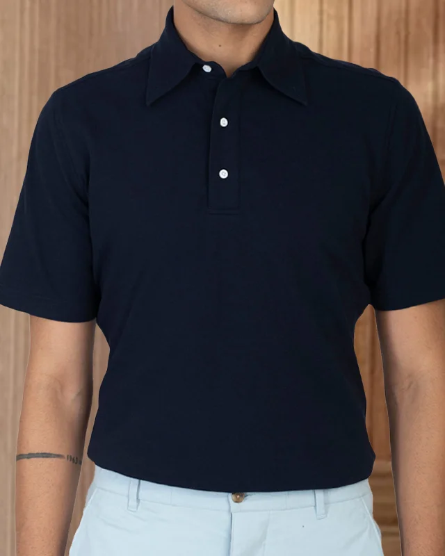 Men's Shirts with Contrast CollarsNavy Polo