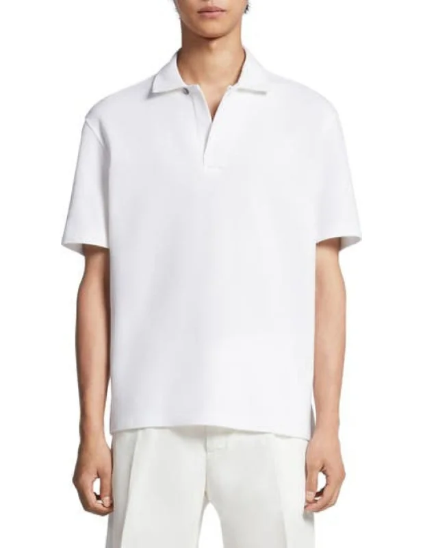 Men's Shirts with Short PlacketsHoneycomb Short Sleeve Polo | White