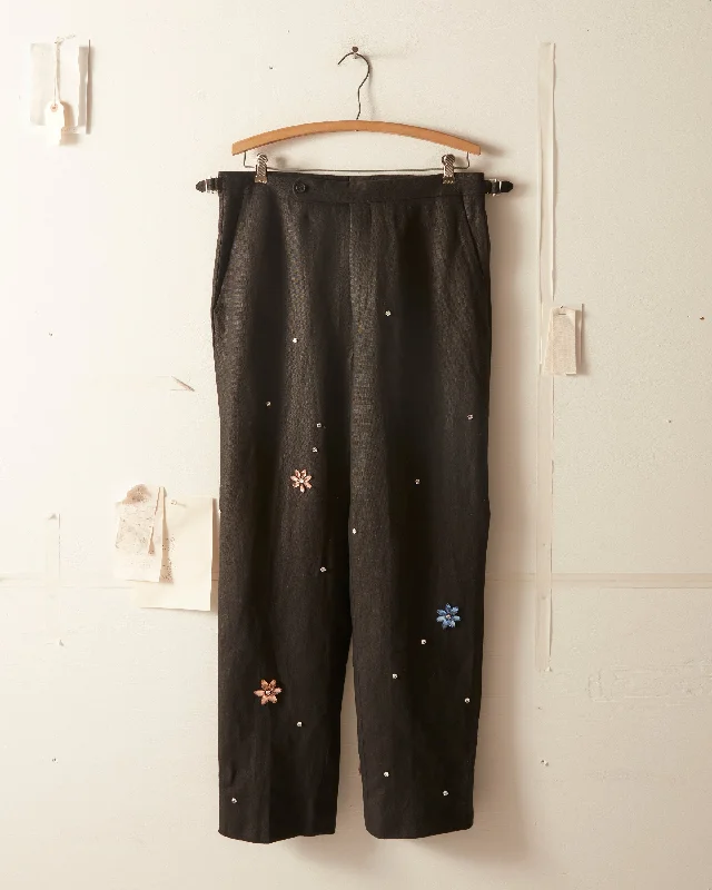 Men's Solid-Colored Pants for VersatilityFlower Gem Trouser