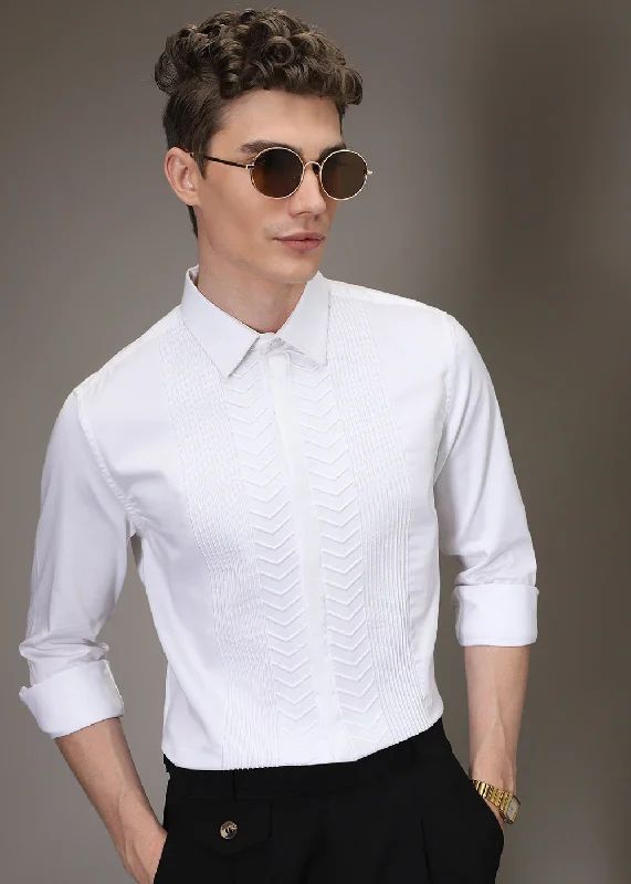 Men's Color-Blocking Shirts for a Statement LookLine Needle Work White Designer Shirt Men's Color-Blocking Shirts for a Statement LookLine Needle Work White Designer Shirt