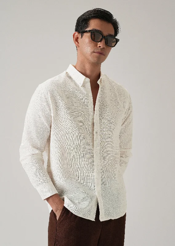 Men's Hunting Shirts for Camouflage and ComfortOff White Check Linen Shirt