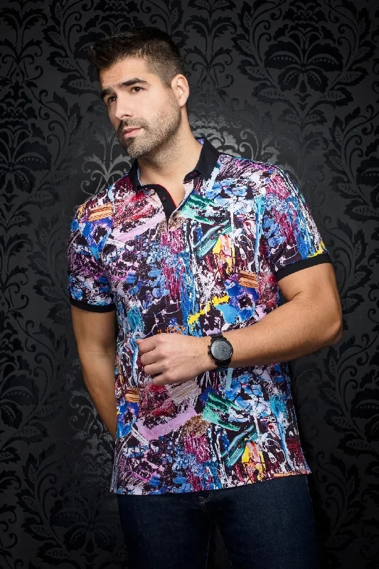 Men's Shirts with Button-Down CollarsAU NOIR | Polo | Britz Multi