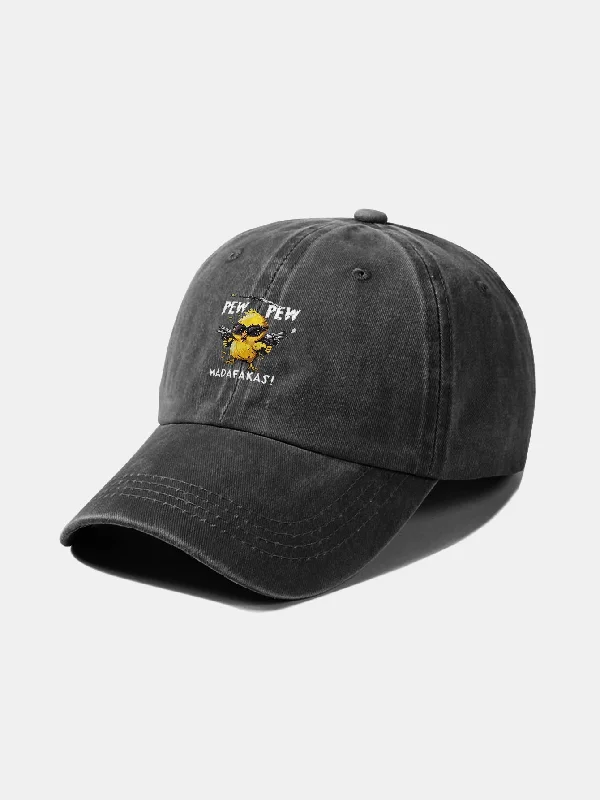 Vibrant Baseball HatsPEW PEW MADAFAKAS Chicken Pattern Casual Washed Cotton Baseball Cap