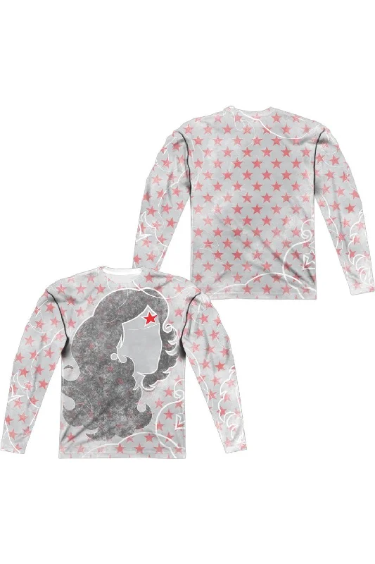 Men's Shirts with Hook-and-Loop ClosuresDC Comics Wonder Woman Inline (Front/Back Print) Long Sleeve Adult Poly Crew Tee / T-Shirt