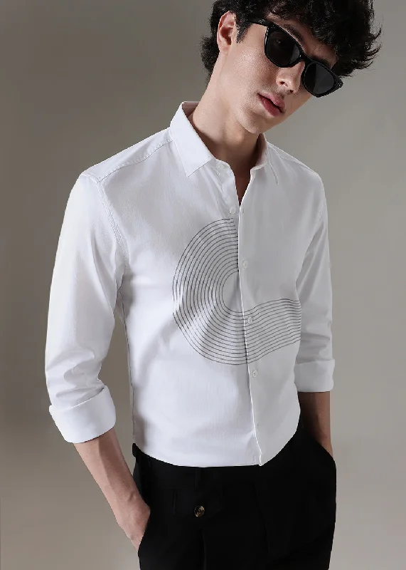 Men's Regular-Fit Shirts for a Classic FitWhite Silver Foil Designer Shirt