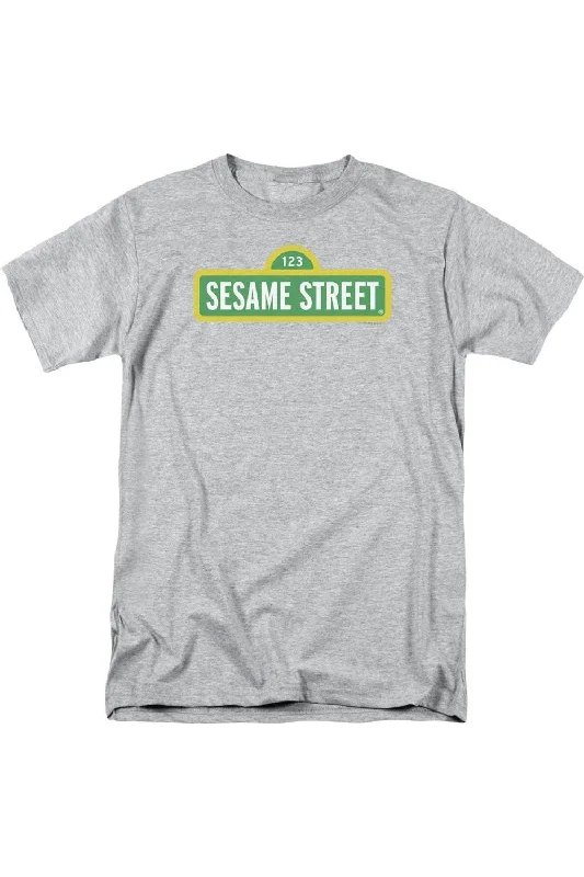 Men's Shirts with Tab CollarsSesame Street Logo Short Sleeve Adult Tee / T-Shirt