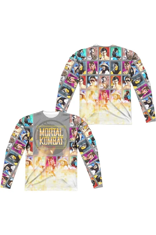 Men's Shirts with Raw-Edge HemlinesMortal Kombat Klassic Choose Your Fighter (Front/Back Print) Long Sleeve Adult Poly Crew Tee / T-Shirt Men's Shirts with Raw-Edge HemlinesMortal Kombat Klassic Choose Your Fighter (Front/Back Print) Long Sleeve Adult Poly Crew Tee / T-Shirt
