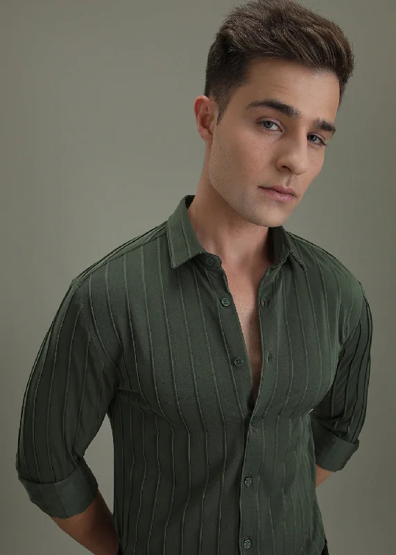 Men's Luxury Shirts for High-End FashionDark Green Stripe Shirt