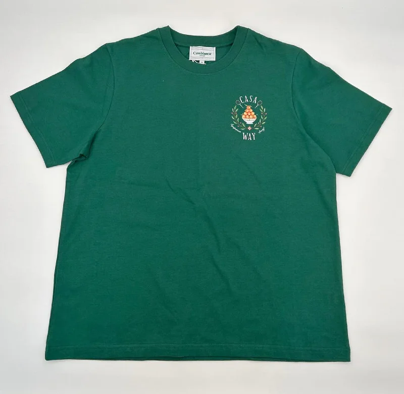Men's Shirts with Zippered PocketsCasablanca Evergreen Green Casa Way Triomphe D'orange T-Shirt Men's Shirts with Zippered PocketsCasablanca Evergreen Green Casa Way Triomphe D'orange T-Shirt