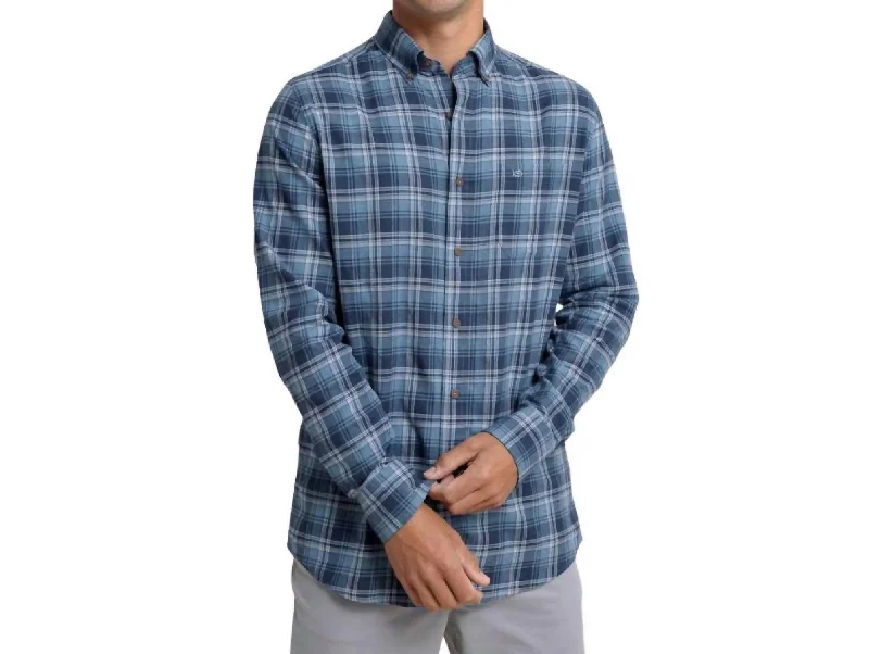 Men's Shirts with Pin CollarsStillwater Plaid Sportshirt In Sea Blue