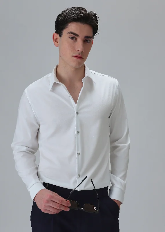Men's Solid-Colored Shirts for VersatilityMelange White Wrinkle Free Shirt