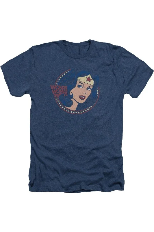 Men's Shirts with Snap ButtonsDC Comics Wonder Woman75 Starburst Portrait Adult Heather Tee / T-Shirt Men's Shirts with Snap ButtonsDC Comics Wonder Woman75 Starburst Portrait Adult Heather Tee / T-Shirt