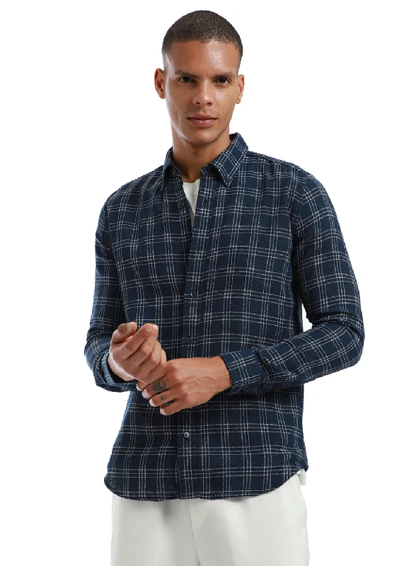 Men's Limited Edition Shirts for ExclusivityMelange Blue Cannon Check shirt
