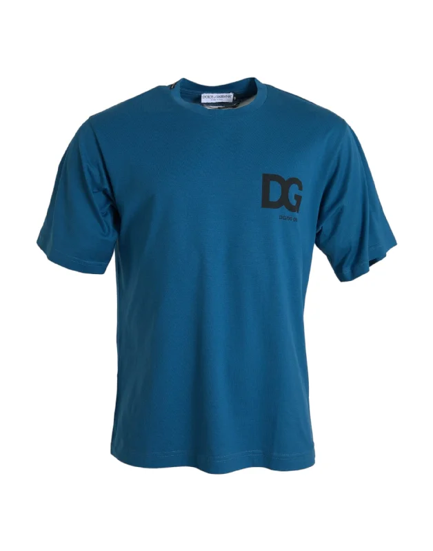Striped Men's TopsDolce & Gabbana  Logo Round Neck Short Sleeves Men's T-shirt