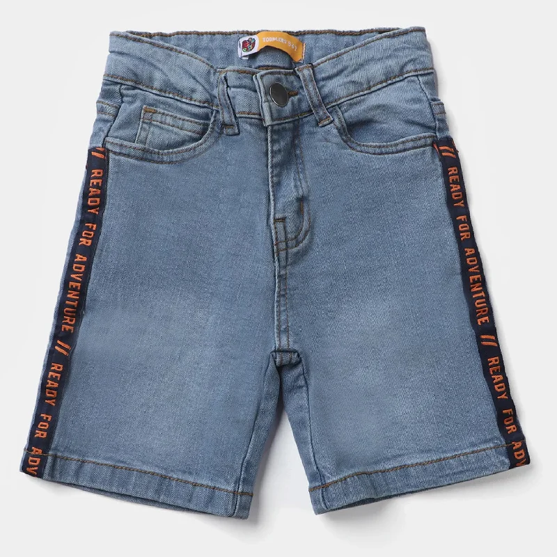 Men's Pants with Elastic CuffsBoys Denim Stretch Short Ready For Adventure-Blue