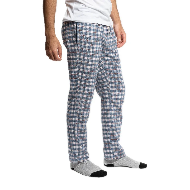 Durable Men's Work PantsFlannel Pajama Pants -  Navy Windowpane