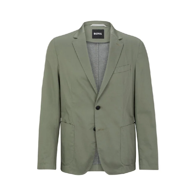 Slim-fit jacket in a crease-resistant cotton blend
