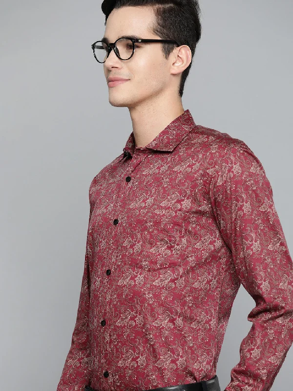 Men's Bold-Color Shirts for a Statement PieceDENNISON Men Maroon Smart Slim Fit Printed Formal Shirt Men's Bold-Color Shirts for a Statement PieceDENNISON Men Maroon Smart Slim Fit Printed Formal Shirt