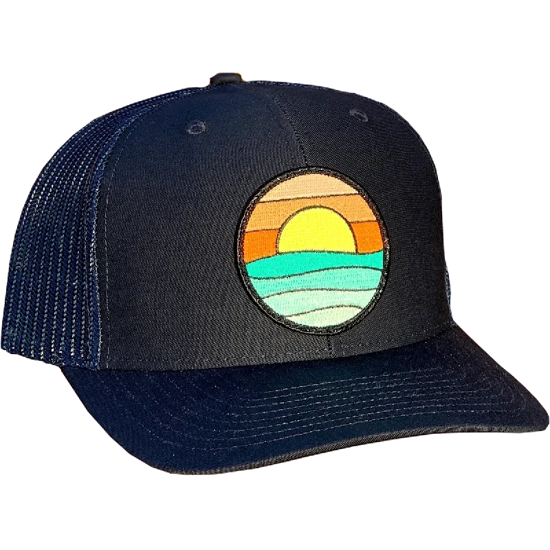 Bright Straw HatsCurved Brim Trucker with Serenity Patch