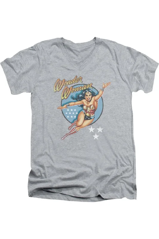 Casual Men's T-ShirtsDC Comics Wonder Woman Vintage Short Sleeve Adult V Neck Tee / T-Shirt Casual Men's T-ShirtsDC Comics Wonder Woman Vintage Short Sleeve Adult V Neck Tee / T-Shirt
