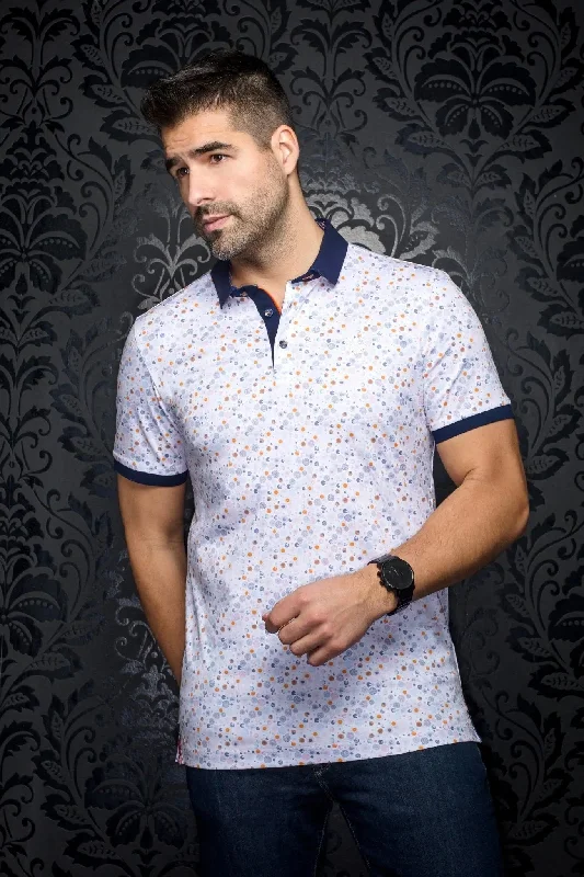 Men's Shirts with Tab CollarsAU NOIR | Polo | Adonis White/Pink