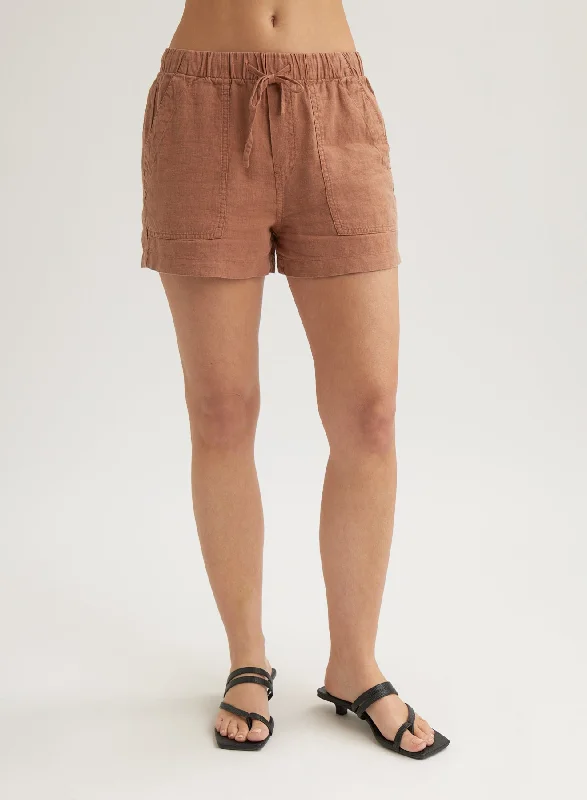 Layered Men's OverallsPocket Short - Terracotta Brown