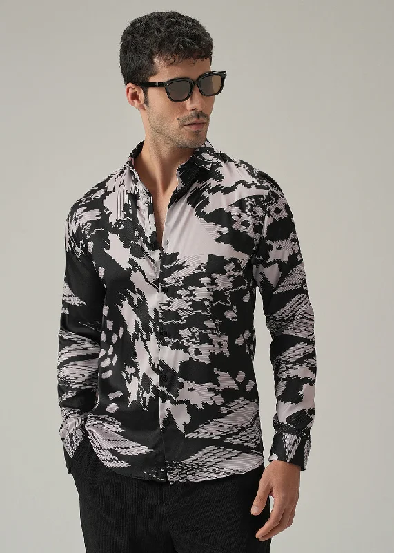 Men's Weekend Shirts for Leisurely OutingsBlack and White Print Shirt