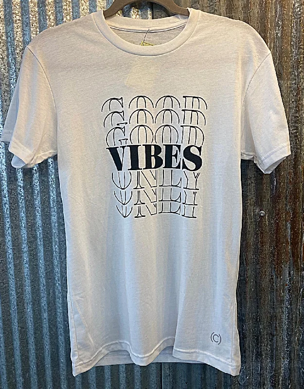 Men's Shirts with Asymmetrical HemlinesMen's Good Vibes Only Tee In White